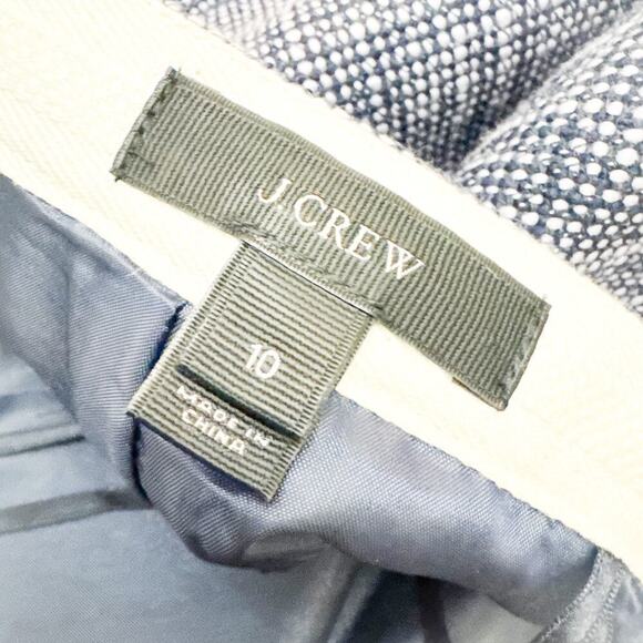 J. Crew Front Pleated Flap Skirt Mini Grid Woven Patter Blue Squares Size 10 - Picture 3 of 7